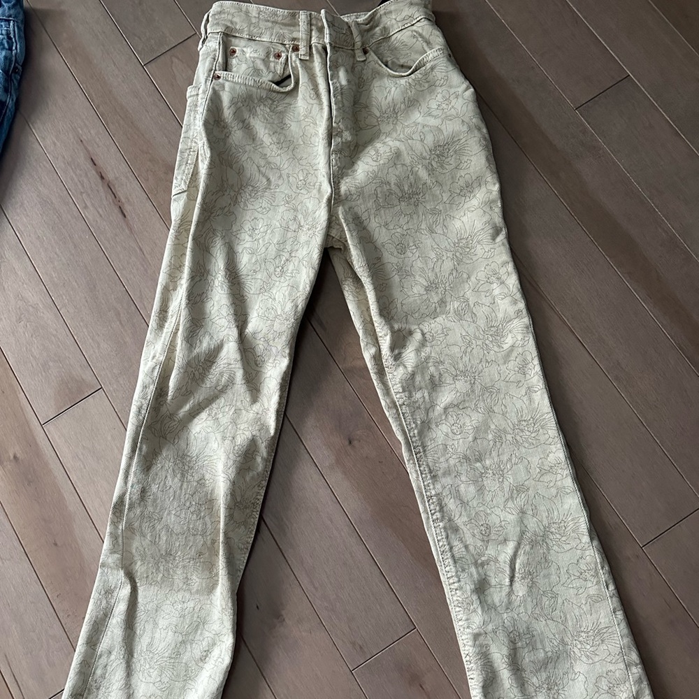 Zara mid rise flare printed jeans